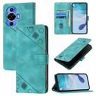 For Huawei Nova 12s Global Skin Feel Embossed Leather Phone Case(Green) - 1