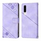 For Huawei P30 Skin Feel Embossed Leather Phone Case(Light Purple) - 2