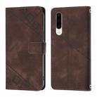 For Huawei P30 Skin Feel Embossed Leather Phone Case(Brown) - 2