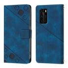 For Huawei P40 Skin Feel Embossed Leather Phone Case(Blue) - 2