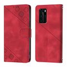 For Huawei P40 Skin Feel Embossed Leather Phone Case(Red) - 2