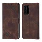 For Huawei P40 Skin Feel Embossed Leather Phone Case(Brown) - 2