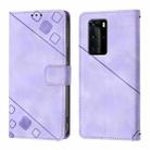 For Huawei P40 Pro Skin Feel Embossed Leather Phone Case(Light Purple) - 2