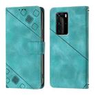 For Huawei P40 Pro Skin Feel Embossed Leather Phone Case(Green) - 2