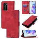 For Huawei P40 Pro Skin Feel Embossed Leather Phone Case(Red) - 1