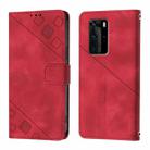 For Huawei P40 Pro Skin Feel Embossed Leather Phone Case(Red) - 2