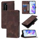 For Huawei P40 Pro Skin Feel Embossed Leather Phone Case(Brown) - 1