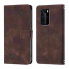For Huawei P40 Pro Skin Feel Embossed Leather Phone Case(Brown) - 2