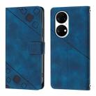 For Huawei P50 Skin Feel Embossed Leather Phone Case(Blue) - 2