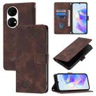 For Huawei P50 Skin Feel Embossed Leather Phone Case(Brown) - 1