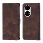 For Huawei P50 Skin Feel Embossed Leather Phone Case(Brown) - 2