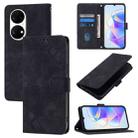 For Huawei P50 Skin Feel Embossed Leather Phone Case(Black) - 1