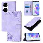 For Huawei P50 Pro Skin Feel Embossed Leather Phone Case(Light Purple) - 1