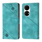 For Huawei P50 Pro Skin Feel Embossed Leather Phone Case(Green) - 2