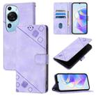 For Huawei P60 Art Skin Feel Embossed Leather Phone Case(Light Purple) - 1