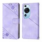 For Huawei P60 Art Skin Feel Embossed Leather Phone Case(Light Purple) - 2