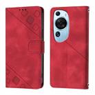 For Huawei P60 Art Skin Feel Embossed Leather Phone Case(Red) - 2