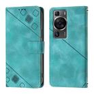 For Huawei P60 / P60 Pro Skin Feel Embossed Leather Phone Case(Green) - 2