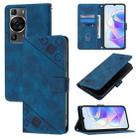 For Huawei P60 / P60 Pro Skin Feel Embossed Leather Phone Case(Blue) - 1