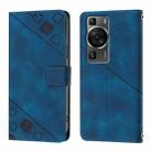 For Huawei P60 / P60 Pro Skin Feel Embossed Leather Phone Case(Blue) - 2