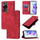 For Huawei P60 / P60 Pro Skin Feel Embossed Leather Phone Case(Red) - 1