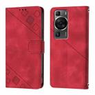 For Huawei P60 / P60 Pro Skin Feel Embossed Leather Phone Case(Red) - 2