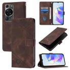 For Huawei P60 / P60 Pro Skin Feel Embossed Leather Phone Case(Brown) - 1