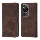For Huawei P60 / P60 Pro Skin Feel Embossed Leather Phone Case(Brown) - 2
