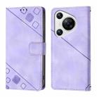 For Huawei Pura 70 Skin Feel Embossed Leather Phone Case(Light Purple) - 2