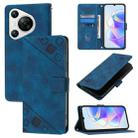 For Huawei Pura 70 Skin Feel Embossed Leather Phone Case(Blue) - 1