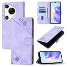 For Huawei Pura 70 Pro Skin Feel Embossed Leather Phone Case(Light Purple) - 1