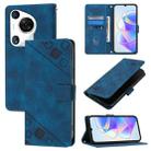 For Huawei Pura 70 Pro Skin Feel Embossed Leather Phone Case(Blue) - 1