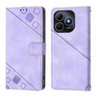For Huawei Enjoy 80s 4G Skin Feel Embossed Leather Phone Case(Light Purple) - 3