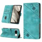 For Google Pixel 8 Skin-feel Embossed Leather Phone Case(Green) - 1