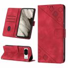 For Google Pixel 8 Skin-feel Embossed Leather Phone Case(Red) - 1