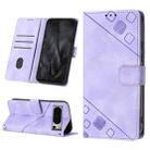 For Google Pixel 8 Pro Skin-feel Embossed Leather Phone Case(Light Purple) - 1