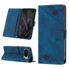 For Google Pixel 8 Pro Skin-feel Embossed Leather Phone Case(Blue) - 1