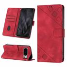 For Google Pixel 8 Pro Skin-feel Embossed Leather Phone Case(Red) - 1