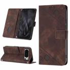For Google Pixel 8 Pro Skin-feel Embossed Leather Phone Case(Brown) - 1