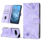 For Google Pixel 9 Skin-feel Embossed Leather Phone Case(Light Purple) - 1