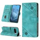 For Google Pixel 9 Skin-feel Embossed Leather Phone Case(Green) - 1