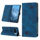 For Google Pixel 9 Skin-feel Embossed Leather Phone Case(Blue) - 1