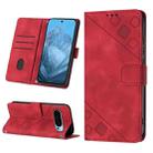 For Google Pixel 9 Skin-feel Embossed Leather Phone Case(Red) - 1