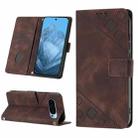 For Google Pixel 9 Skin-feel Embossed Leather Phone Case(Brown) - 1