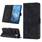 For Google Pixel 9 Skin-feel Embossed Leather Phone Case(Black) - 1