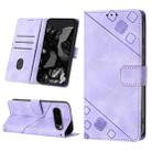 For Google Pixel 9 Pro Skin-feel Embossed Leather Phone Case(Light Purple) - 1