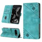 For Google Pixel 9 Pro Skin-feel Embossed Leather Phone Case(Green) - 1