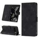 For Google Pixel 9 Pro Skin-feel Embossed Leather Phone Case(Black) - 1