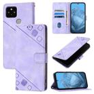 For Google Pixel 5 Skin-feel Embossed Leather Phone Case(Light Purple) - 1
