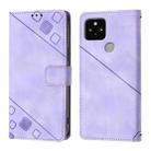 For Google Pixel 5 Skin-feel Embossed Leather Phone Case(Light Purple) - 2